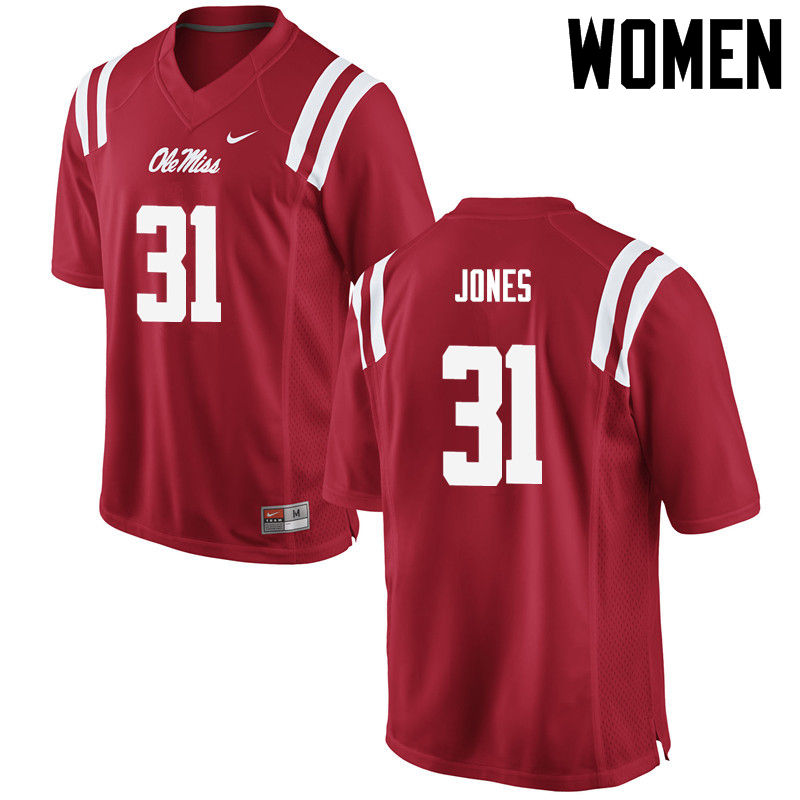 Jaylon Jones Ole Miss Rebels NCAA Women's Red #31 Stitched Limited College Football Jersey LZU4058ZJ